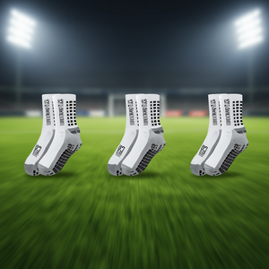 Chaussettes de sport pour hommes, longueur cheville, antidérapantes, avec grip, pour football, basketball, blanches, 3 paires, épaisseur standard, tricotées en spandex - Product Image 2