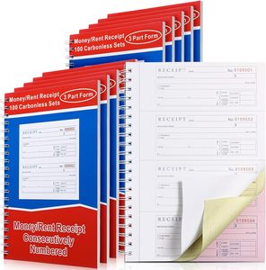 Lot <span class=keywords><strong>de</strong></span> 10 carnets autocopiants en <span class=keywords><strong>3</strong></span> feuillets pour reçus <span class=keywords><strong>de</strong></span> paiement et <span class=keywords><strong>de</strong></span> locaison, avec copies autocopiantes, 100 jeux par carnet, 4 reçus par page - Product Image 1
