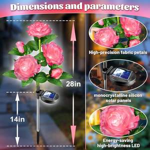 Lámpara Solar LED con Forma de Rosa para Decoración de Jardín, Impermeable, para Exteriores, Césped, Patio - Product Image 6