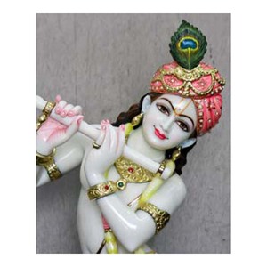 Marbre Dieu Krishna Buste Statue - Product Image 1