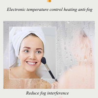 Miroir de Salle de Bain LED Demi-Lune CF, Grand Miroir Mural Sans Cadre Rétroéclairé pour la Décoration Intérieure, Lumière Dimmable 3 Couleurs
