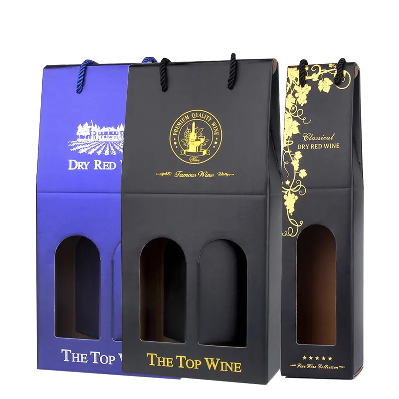 Fancy Mini Decorativo Trasporto A Mano Di Carta Tote Bottiglia di Vino Sacchetto del Regalo