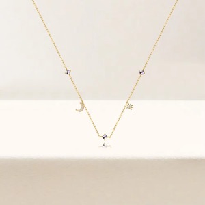 Simple estrella Luna agua diseño 925 plata esterlina mujeres collar joyería - Product Image 5