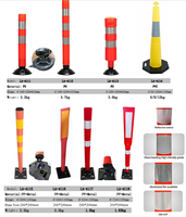 Poteau de signalisation routière flexible avec base en caoutchouc, borne de signalisation routière réfléchissante, poteau de délimitation routière, borne de signalisation de circulation routière
