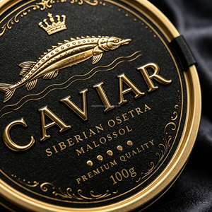 Autocollants d'étiquettes spéciales Caviar - Impression dorée de luxe, résistants à l'huile et à l'eau, forme personnalisée, adhésif UV pour chaîne du froid - Product Image 2
