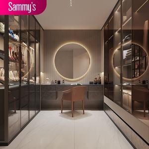 خزانة ملابس حديثة مع مجموعة أثاث تخزين مخصصة لغرفة النوم، خزانة ملابس فاخرة بتصميم عصري مع أبواب زجاجية وإطار من الألمنيوم - Product Image 2