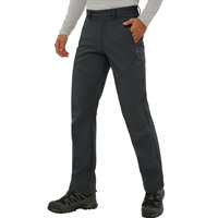 Pantalon d'hiver imperméable pour homme, doublé polaire, pour la randonnée et le trekking, avec 3 poches zippées, bleu foncé uni, taille L