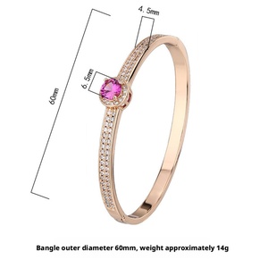 Minimalist Eco-friendly <b>Copper</b> 6.5MM Multicolor Cubic Zirconia <b>Bangles</b> Jewelry Women for Feminine Daily Elegant - Product Image 2