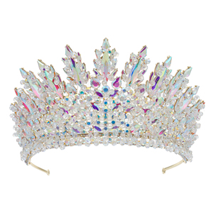Baroque Đa-Màu Kim Cương Pha Lê Vương Miện Headband Hợp Kim Pageant Công Chúa Prom Đảng Wedding Mũ sắt Tiara Cho Sinh Nhật - Product Image 4