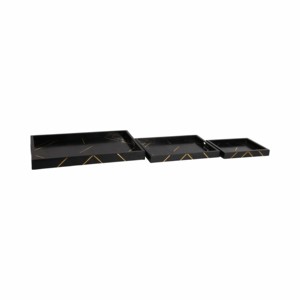 Vassoio Decorativo Nero con Intarsi Dorati, Design Geometrico, Vassoio Rettangolare per Decorazione Tavolino da Caffè - Product Image 6