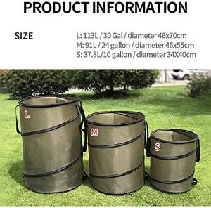 Sac poubelle Pop-up pliable, 25 l, pour Camping en plein air, corbeille pour le jardin, une cour, sac à ordures pour la pelouse - Product Image 5