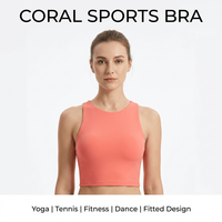 Top Deportivo Corto Color Coral para Mujer, Corte Ajustado, Ideal para Yoga, Tenis, Deportes, Gimnasio y Baile
