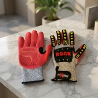 Gants de travail résistants aux coupures 13G HPPE, paume enduite, protection dorsale TPR, poignet à scratch pour l'entretien mécanique