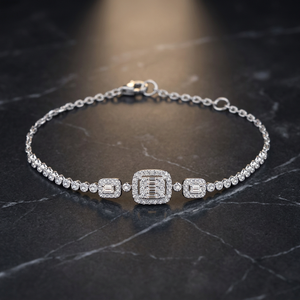 Exquisite Accessories Charming Geometric Trendy 18K White Gold Natural Diamond Bracelet <b>Set</b> for Women-Wedding Party Gift - Product Image 3