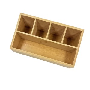 Bamboo Desktop Storage <b>Box</b> With Partitions Eco Friendly <b>Makeup</b> Organizer For Home Office Desk Lipstick Holder - Product Image 2