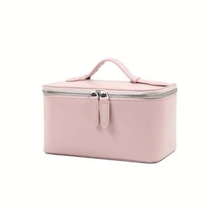 Luxury PU Leather Makeup Bag Large Capacity Travel Cosmetic Organizer <b>Box</b> with Handle - Product Image 3