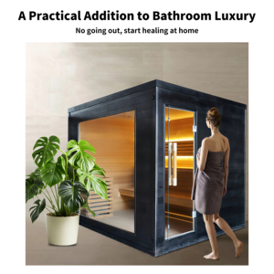 Sauna extérieur en cèdre rouge YEETE - Chauffage à vapeur traditionnel 6KW avec verre anti-UV pour villa et projet de bien-être hôtelier - Product Image 4