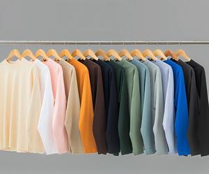 T-shirt Unisex oversize all'ingrosso in <span class=keywords><strong>cotone</strong></span> tinta unita 250gsm magliette a maniche lunghe per il Design del Logo - Product Image 4