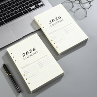 Planificateur quotidien à feuilles mobiles avec couverture en papier imprimé en anglais 2026, carnet intérieur A5