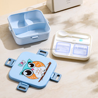 Boîte à lunch en plastique pour enfants avec un design mignon de dinosaure et d'éléphant, récipient alimentaire micro-ondable avec cuillère pour filles et garçons
