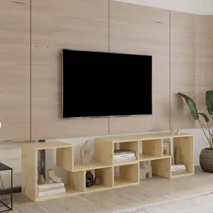 Moderne Kubus Boekenplank L-Vormige Tv-Stand Entertainment Centrum Met Open Opslag Planken Voor Woonkamer Thuis Kantoor-Natuurlijk