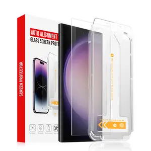 For Samsung S24 Ultra Plus 9H Dust-proof Fast Install Tool Kit HD Tempered Glass Screen Protector Silk print tempered glass