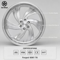 Velg Truk Pikap Chrome Turbine 6 Palang Ukuran 20 22 24 26 28 Inci Custom Offset PCD Dibuat Sesuai Pesanan Cocok untuk Truk Chevy yang Diturunkan