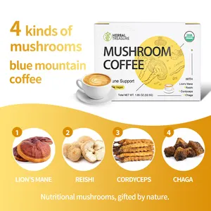 Café instantâneo 4 em 1 café cogumelo café instantâneo com reishi chaga leões gaivota cordyceps cogumelo medicinal