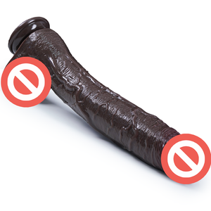Dildo de Silicona Líquida Marrón con Ventosa Manual, Simulación de Pene, Dispositivo de Masturbación Femenina Suave, 31cm 800g, Impermeable y Ecológico - Product Image 3