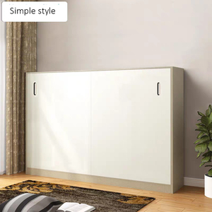 Letto a parete singolo pieghevole in legno a scomparsa bianco orizzontale di piccolo spazio facile da montare per camera da letto - Product Image 4