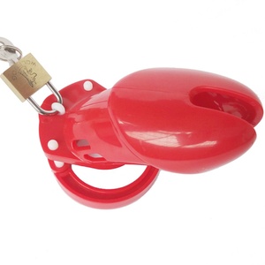 Jaula de Castidad Roja con Candado, Tamaño Grande, Dispositivo de Castidad Masculino de Plástico, Juguetes Sexuales para Adultos, Juegos Sexuales para Parejas, Coqueteo - Product Image 4