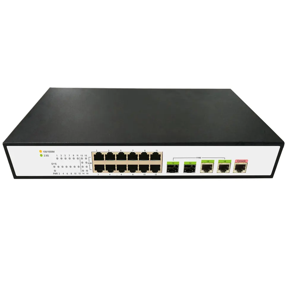 12 Ports Gigabit Switch with 2 10/100/1000/2.5G Managed Network Switch High-Speed Network Connectivity