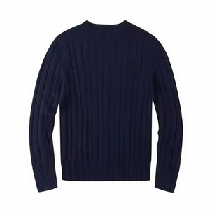 <strong>Men's</strong> Cotton-Blended Pullover <strong>Sweater</strong> with <strong>Turtle</strong> <strong>Neck</strong> Embroidered Logo Cable Knit Pattern Anti-Shrink Feature <strong>for</strong> Autumn - Product Image 1
