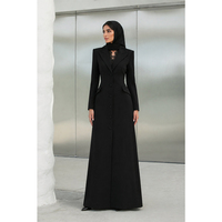 Blazer Abaya de Haute Qualité, Manteau Long Structuré Modeste en Crêpe Noir, Fabricant OEM de Haute Qualité, Petites Quantités