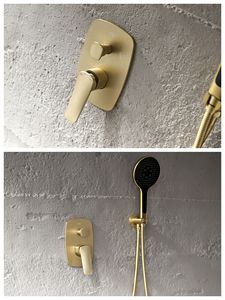 <span class=keywords><strong>Soffione</strong></span> doccia a pioggia in oro spazzolato valvola a scomparsa palmare miscelatore doccia Set - Product Image 5