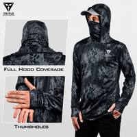 Hoodie de pêche ventilé en maille anti-UV pour activités de plein air quotidiennes, avec masque facial intégré et trous pour les pouces, idéal pour la randonnée en montagne