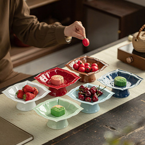 Plateau de drainage en céramique carré, design grain de lotus, empilable, en porcelaine, pour vaisselle et bols de cuisine - Product Image 4