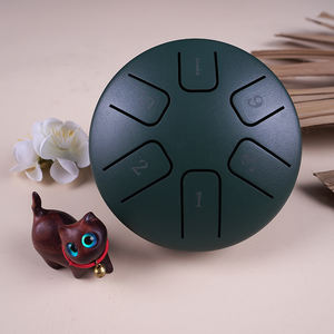Tambour à langue en acier de 3,8 pouces à 6 languettes, nouveau design, vente en gros - Mini instrument de méditation vert foncé, facile à jouer, prêt à être expédié - Product Image 2