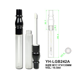 Tubo de brillo de labios PETG negro de 12ml, botella de lápiz labial redonda vacía aerodinámica única, contenedor de embalaje de maquillaje corto para cosméticos - Product Image 6