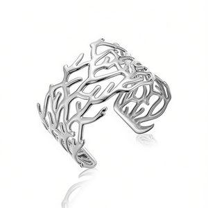 Amy Amy Fashion <b>Cuff</b> <b>Bracelet</b> <b>Silver</b> Plated Zinc Alloy Plant Shape Bohemia Style For Women Party Jewelry B1136 - Product Image 4