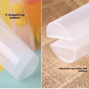 24oz 700ml PP taza de plástico gemelos taza dividida Bobo Bubble Tea doble compartido 2 compartimentos taza de bebida de jugo con tapa Impresión de logotipo personalizado - Product Image 2
