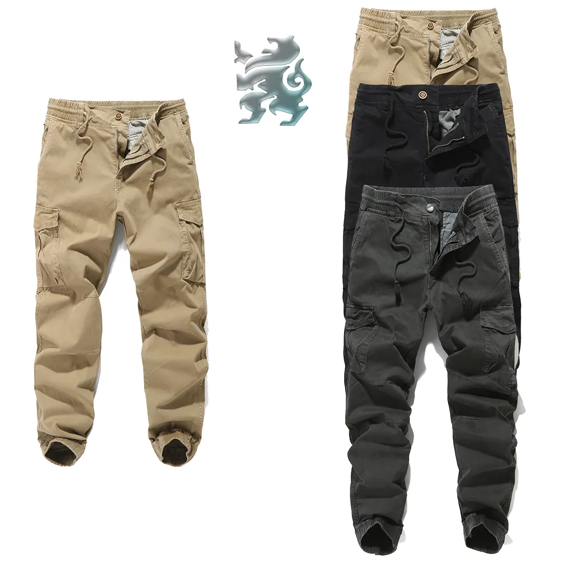 2024 Amazon Hot Sale New Streetwear Custom 6 Pockets Cotton Spandex Men's Harem Track Pants Casual Skinny Jogger Cargo Pants