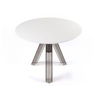 Table extensible en polycarbonate transparent Ometto Design avec plateau blanc, dimensions 100 cm, disponible en tailles de diamètre 90/120, modèle