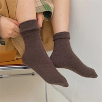 Chaussettes d'hiver longues et épaisses Kawaii, mignonnes chaussettes de noël en cachemire thermique, en laine de lapin solide pour femme