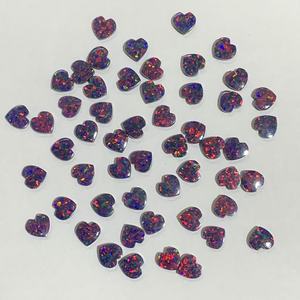 Ópalo Negro Sintético, Gema Natural en Forma de Corazón, Cabujón Suelto de 20 mm, Piedra Sintética Creada en Laboratorio, 8 mm de Altura, para Joyería - Product Image 2