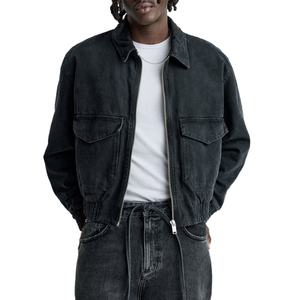 Nouvelles Arrivées Vente en Gros Veste en Jean Décontractée et Confortable pour Homme avec Col Revers, Manches Longues et Poches Plaquées, Logo Personnalisé - Product Image 1