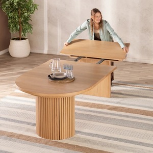 Customizable Extendable Nordic Oval <strong>Dining</strong> Table <strong>Storage</strong> Fluted Solid Wood <strong>Dining</strong> Set <strong>Bench</strong> for Restaurant <strong>Dining</strong> Room Furniture - Product Image 3