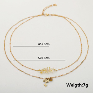 Kalung kristal penyembuhan batu alam, besi tahan karat Multi lapisan, kalung bunga lahir dan batu kelahiran - Product Image 2