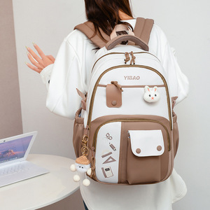 2023 à la mode Style coréen décontracté sac à dos grande capacité contraste couleur couture étanche pour primaire Junior lycée - Product Image 3