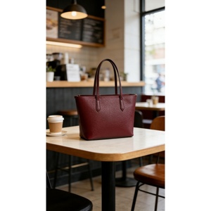 Sacs en cuir bordeaux grainé, collection boutique, prix direct usine, sacs fourre-tout pour femmes - Product Image 4